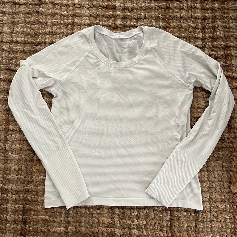 Lululemon Swiftly Tech Long Sleeve Shirt White Size 10 Running Yoga Thumbholes